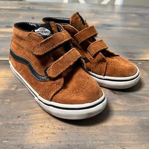 Toddler Vans Old Skool high sk8 hi brown black Velcro hook loop